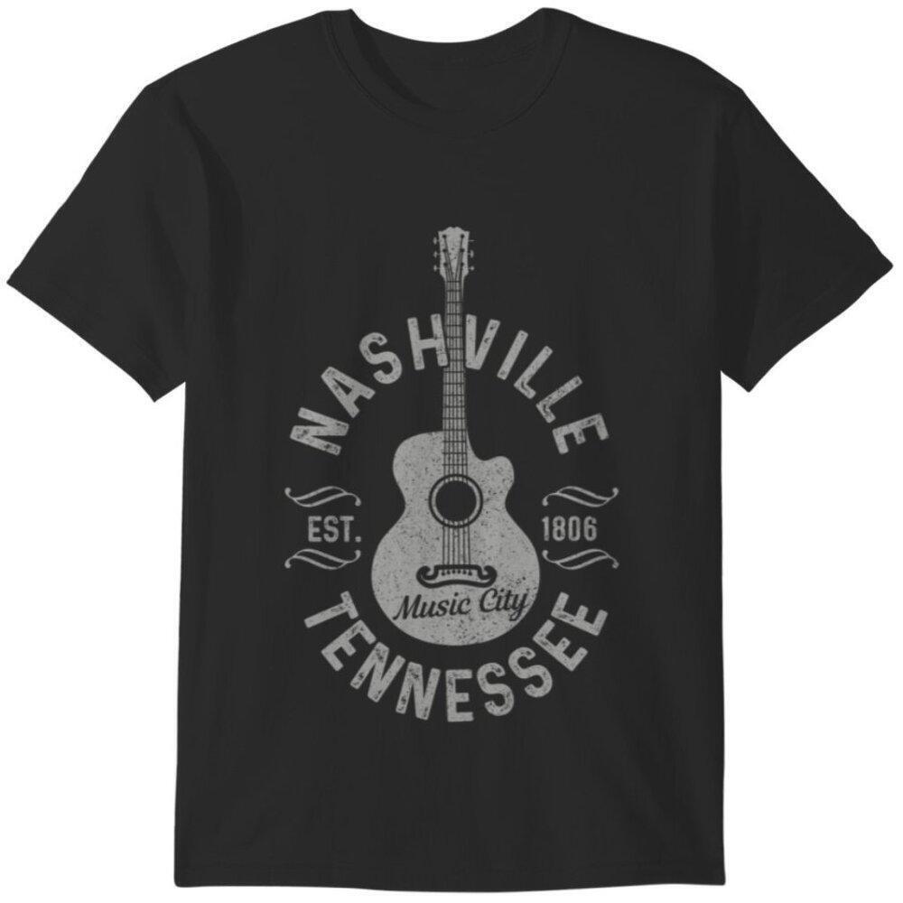 Nashville Tennessee Guitar Country Music City Retro Western Graphic T Shirt 91